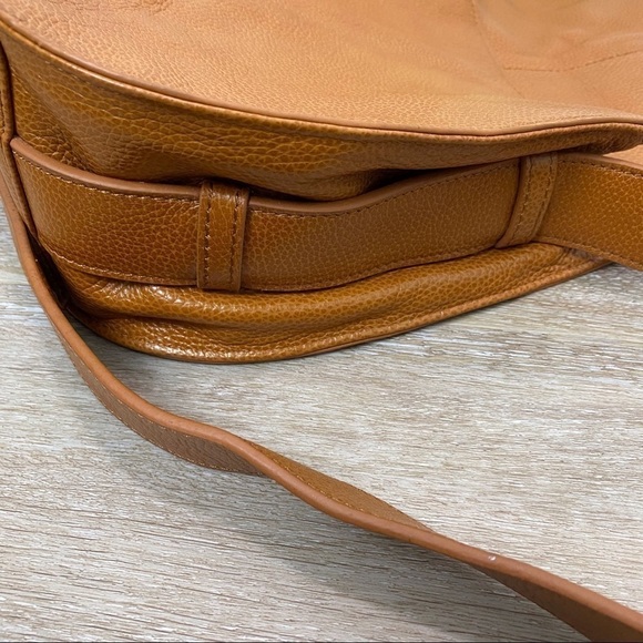 Violetta Saddle Crossbody Mustard Yellow Pebbled Leather Bag - Picture 12 of 16